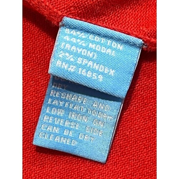 J MCLAUGHLIN Red Cotton Knit Open Front Longline Sweater Duster Cottagecore L - Picture 4 of 7